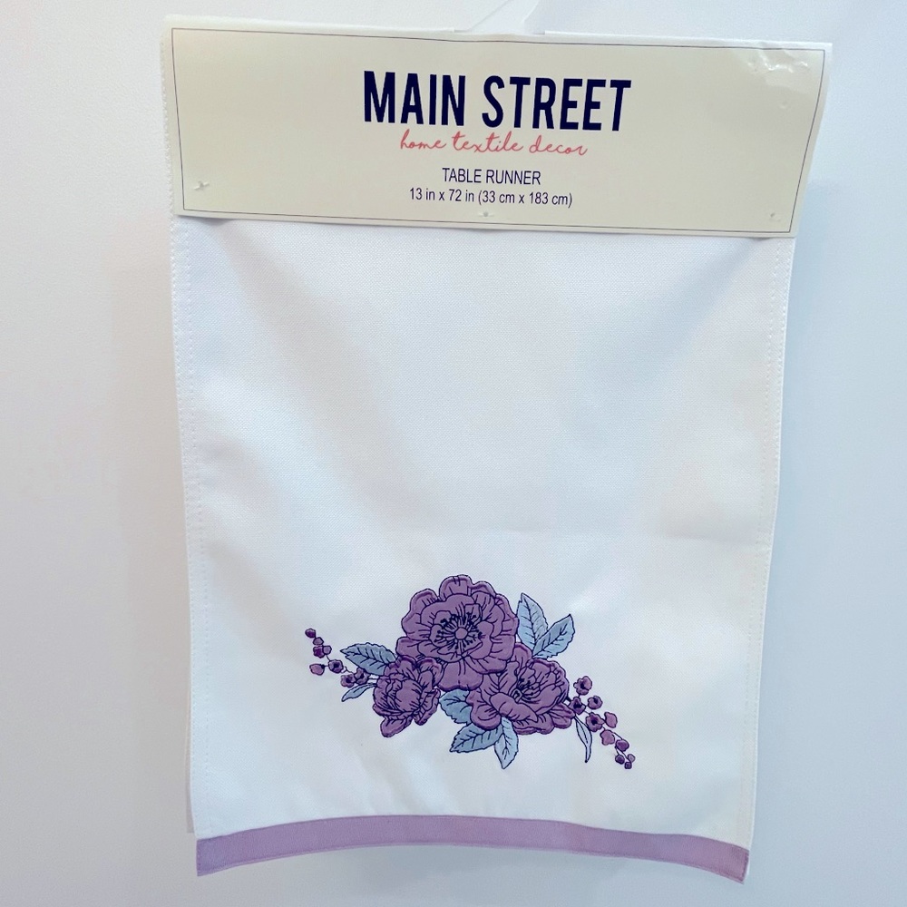 Kohl’s Main Street Table Runner. White. NWT. 13”x72”.